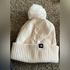 The North Face White Cable Knit Beanie Women’s